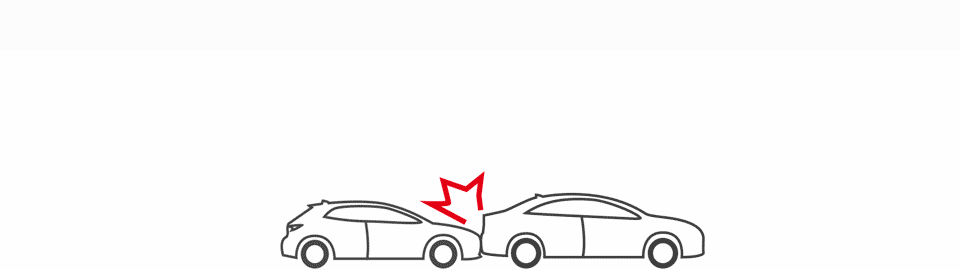 Grafika: zderzenie dwóch aut i satelita, który odbiera sygnał z samochodu.