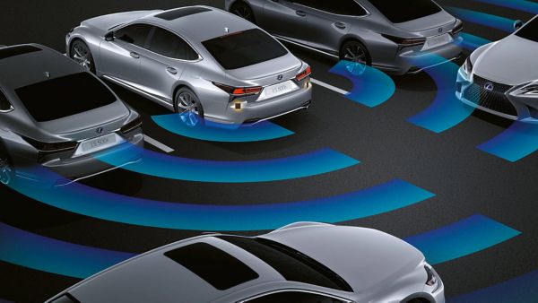 Grafische Abbildung der Einparktechnologie des Lexus LS 500h