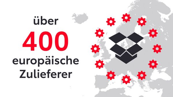 Bild mit der Aufschrift "über 400 europäische Zulieferer"