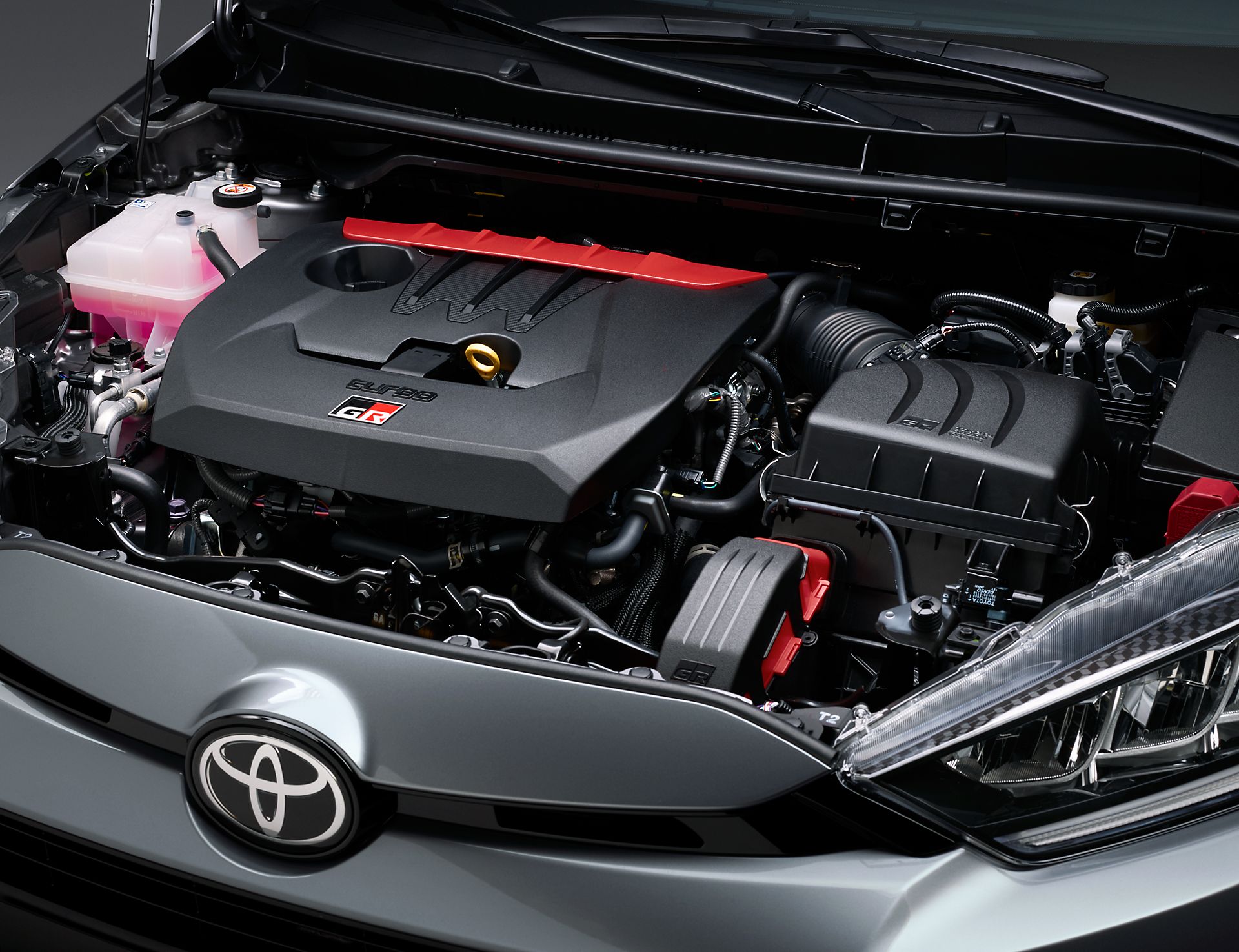 Close up of the engine bay