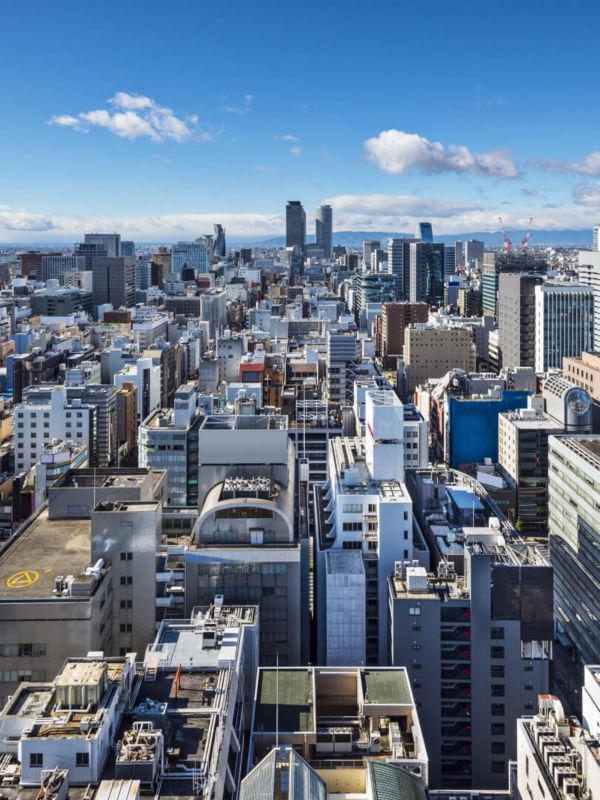 Eine Luftaufnahme der Stadt Aichi in Japan