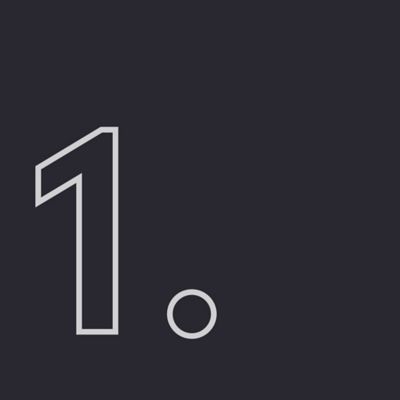 Grafisches Icon einer stilisierten Zahl Eins auf dunklem Hintergrund mit geometrischen Linien.