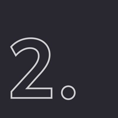 Grafisches Icon einer stilisierten Zahl Zwei auf dunklem Hintergrund mit geometrischen Linien.