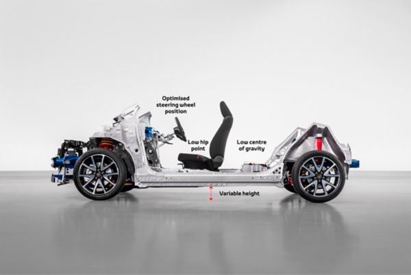 Rohbau-Fahrgestell eines Toyotas Illustration Seitenansicht