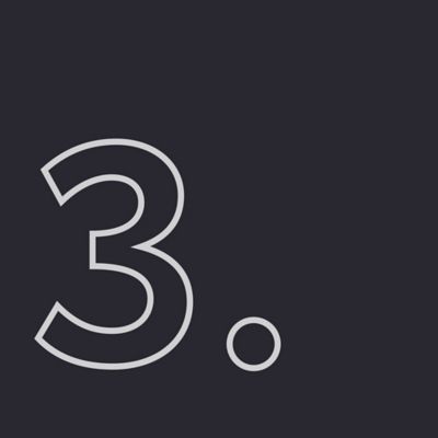 Grafisches Icon einer stilisierten Zahl Drei auf dunklem Hintergrund mit geometrischen Linien.
