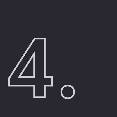 Grafisches Icon einer stilisierten Zahl Vier auf dunklem Hintergrund mit geometrischen Linien.