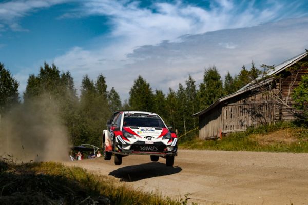 Rally car in mid air