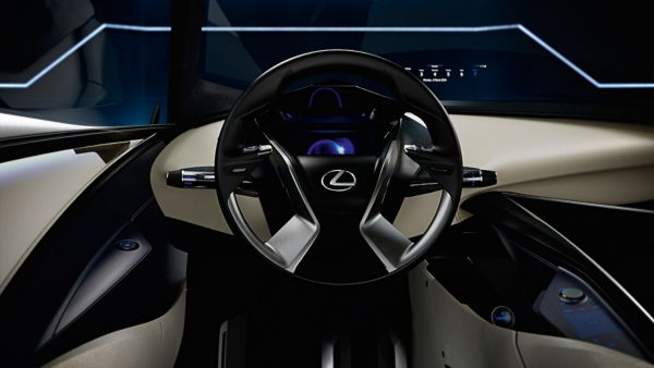 Nahaufnahme des Lenkrads eines Lexus LF SA Konzeptfahrzeugs