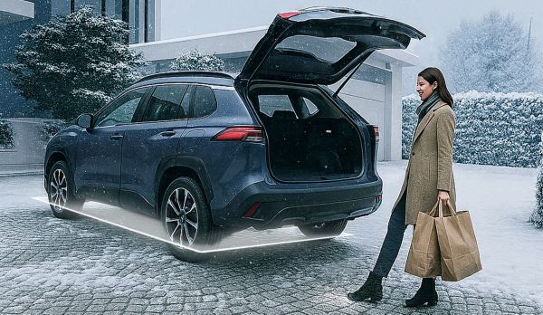 Park sensörü görselleştirilmiş yolda araç