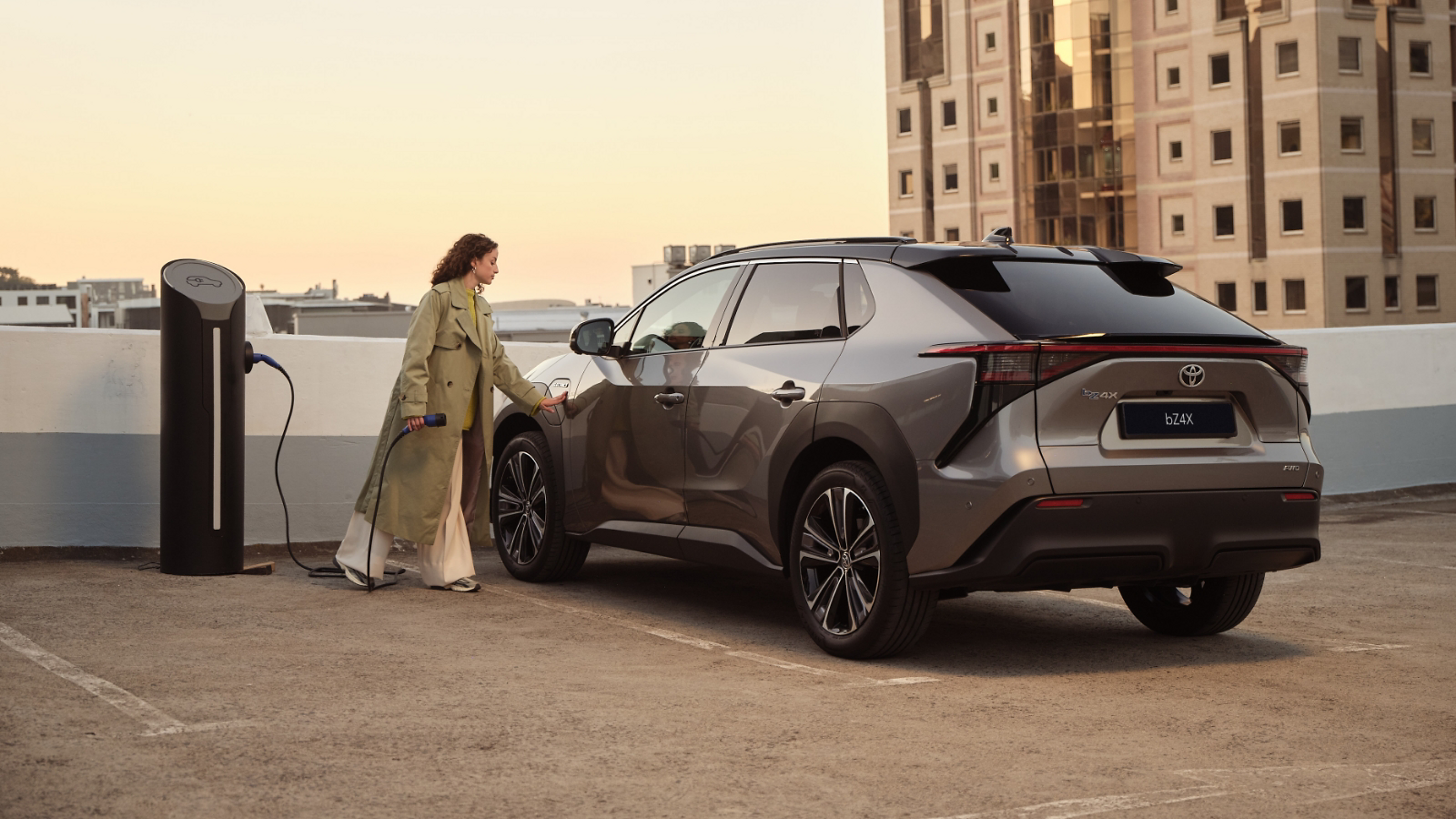 The charging flap on a Battery Electric Toyota bZ4X