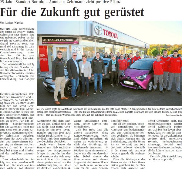 Ein Scan einer Zeitungsseite mit einer Werbung für das Autohaus Gehrmann