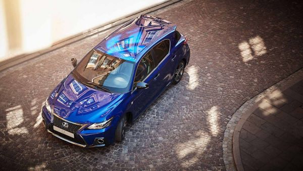 aerial view of a Lexus CT 200h driving