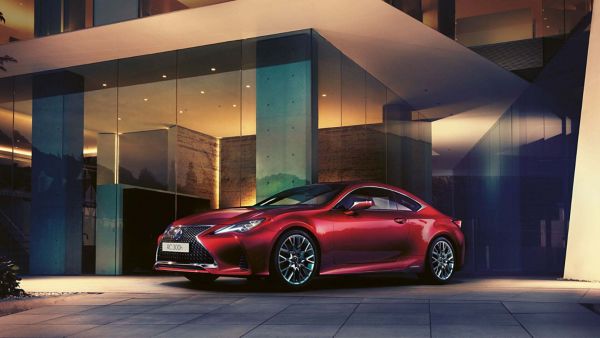 side angle of a Lexus RC parked