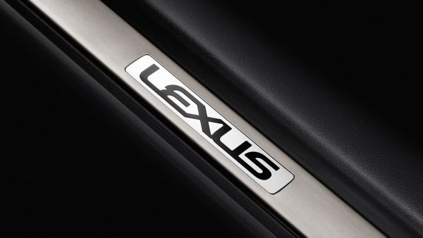 Lexus logo on the side of a Lexus RC