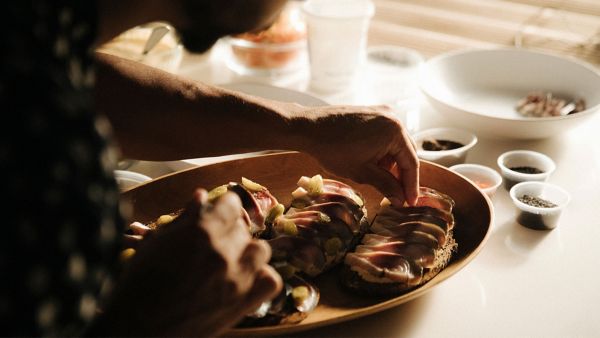 close up of some food being plated