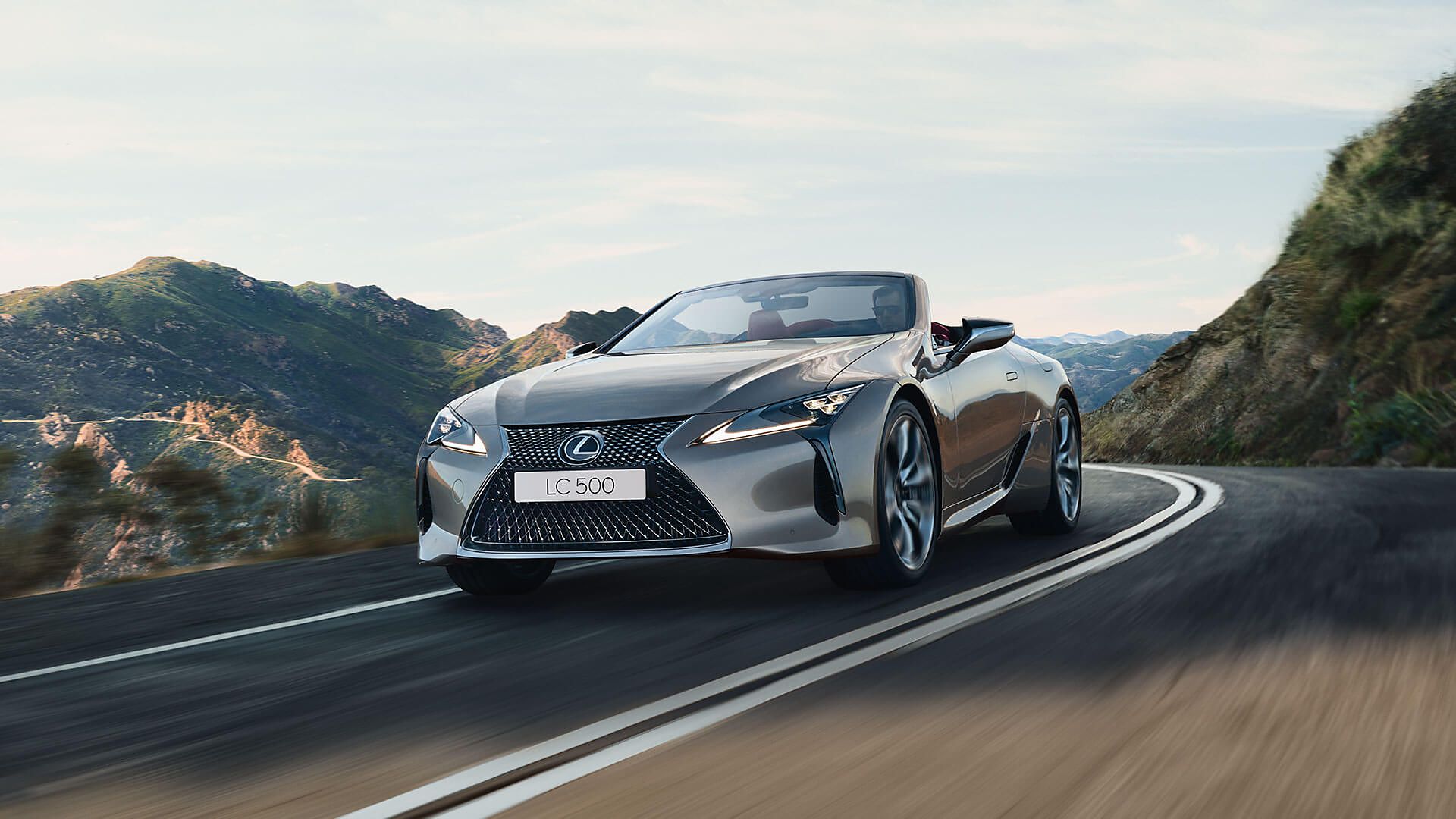 Lexus LC Convertible driving along a road