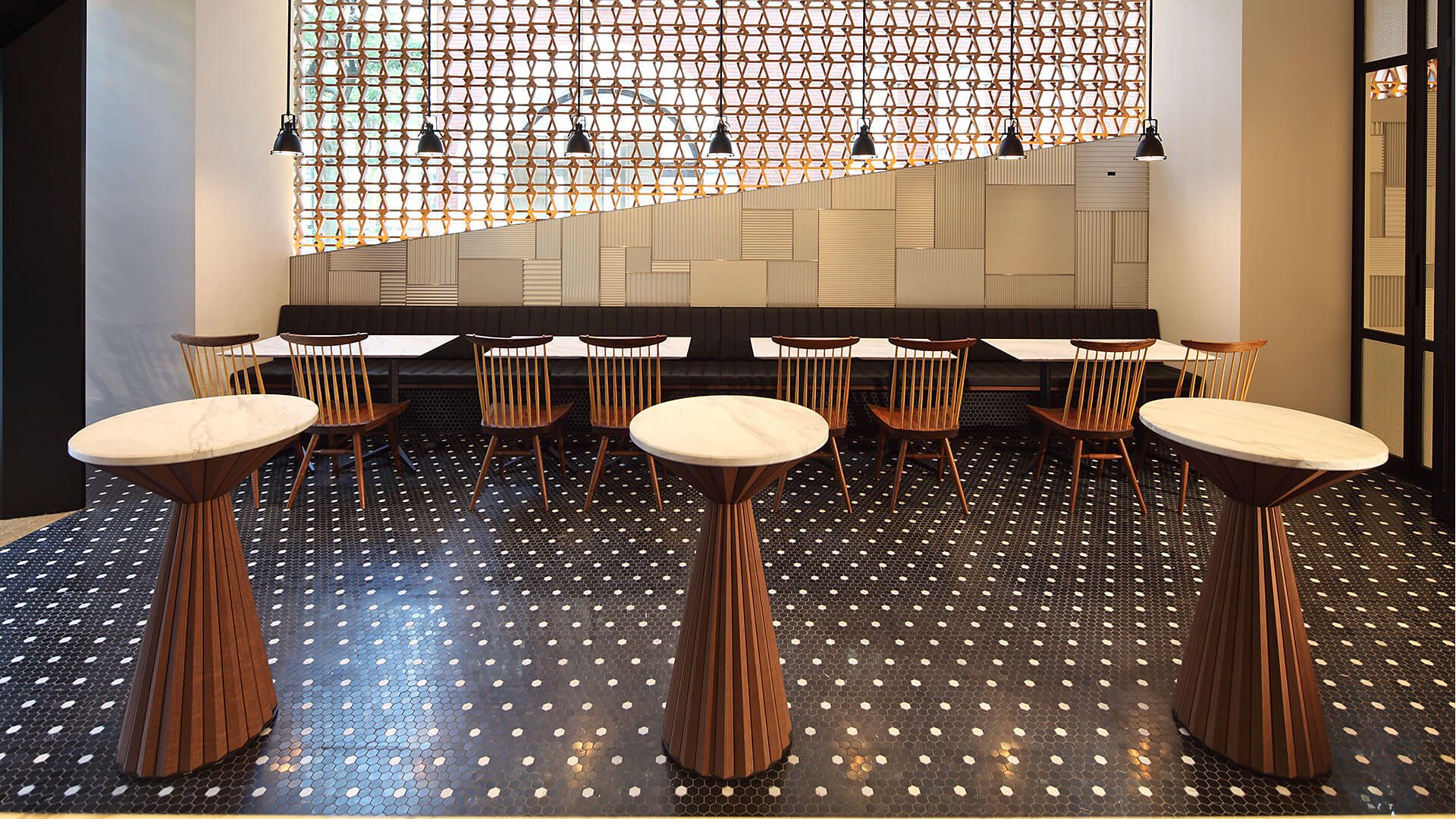 wide shot of different chairs Intersect by Lexus Tokyo