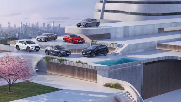 Lexus cars parked on a multi-storey building