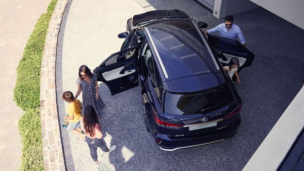 aerial view of people exiting the Lexus RX L