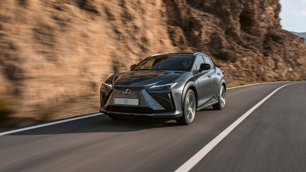 Lexus RZ driving on a road