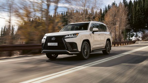 Lexus LX driving in a rural location