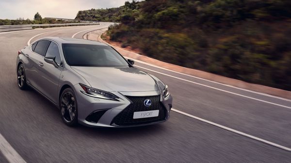 Lexus F Sport driving down a road