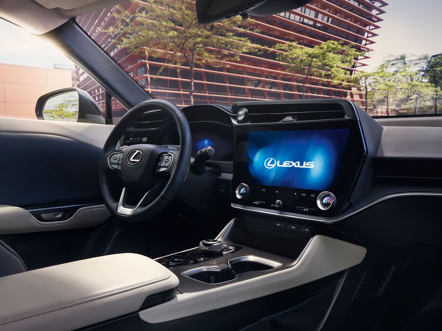 The interior of a Lexus RZ.