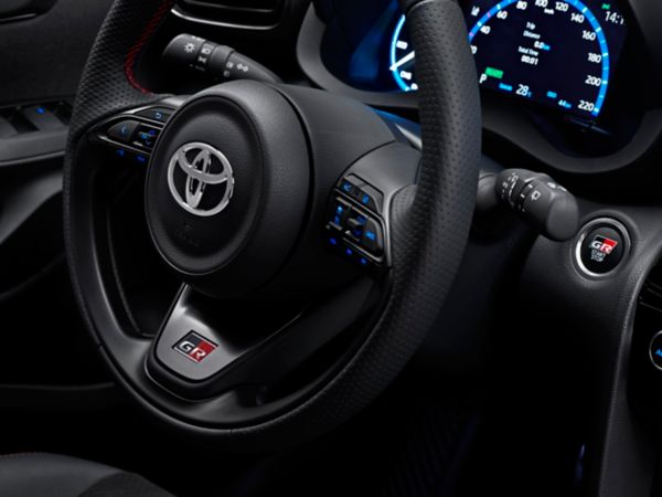 Toyota Yaris Cross GR Sport steering wheel close up