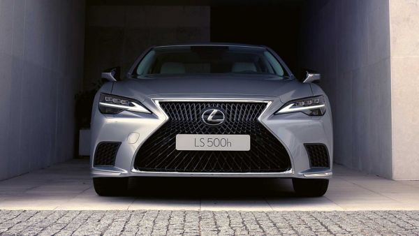 A Lexus LS parked in a garage.