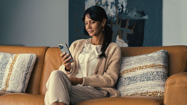 A woman looking at her phone