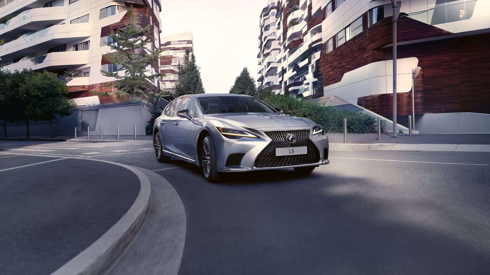 Lexus LS driving around a corner