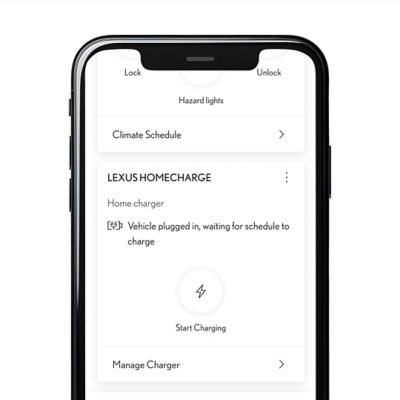 A mobile phone demonstrating the Lexus app.