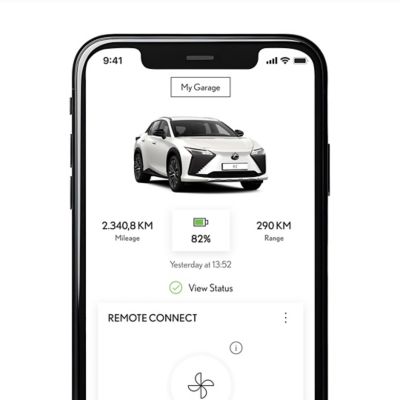 Prüfen Sie den Ladestatus Ihres Fahrzeugs mit einem Blick über die benutzerfreundliche Lexus Link+ App. Dies ist besonders während des Ladevorgangs und bei der Planung einer Reise nützlich.