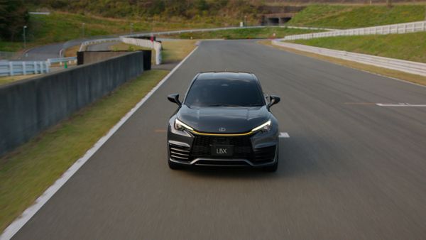 Lexus LBX Morizo RR Concept driving on a racetrack