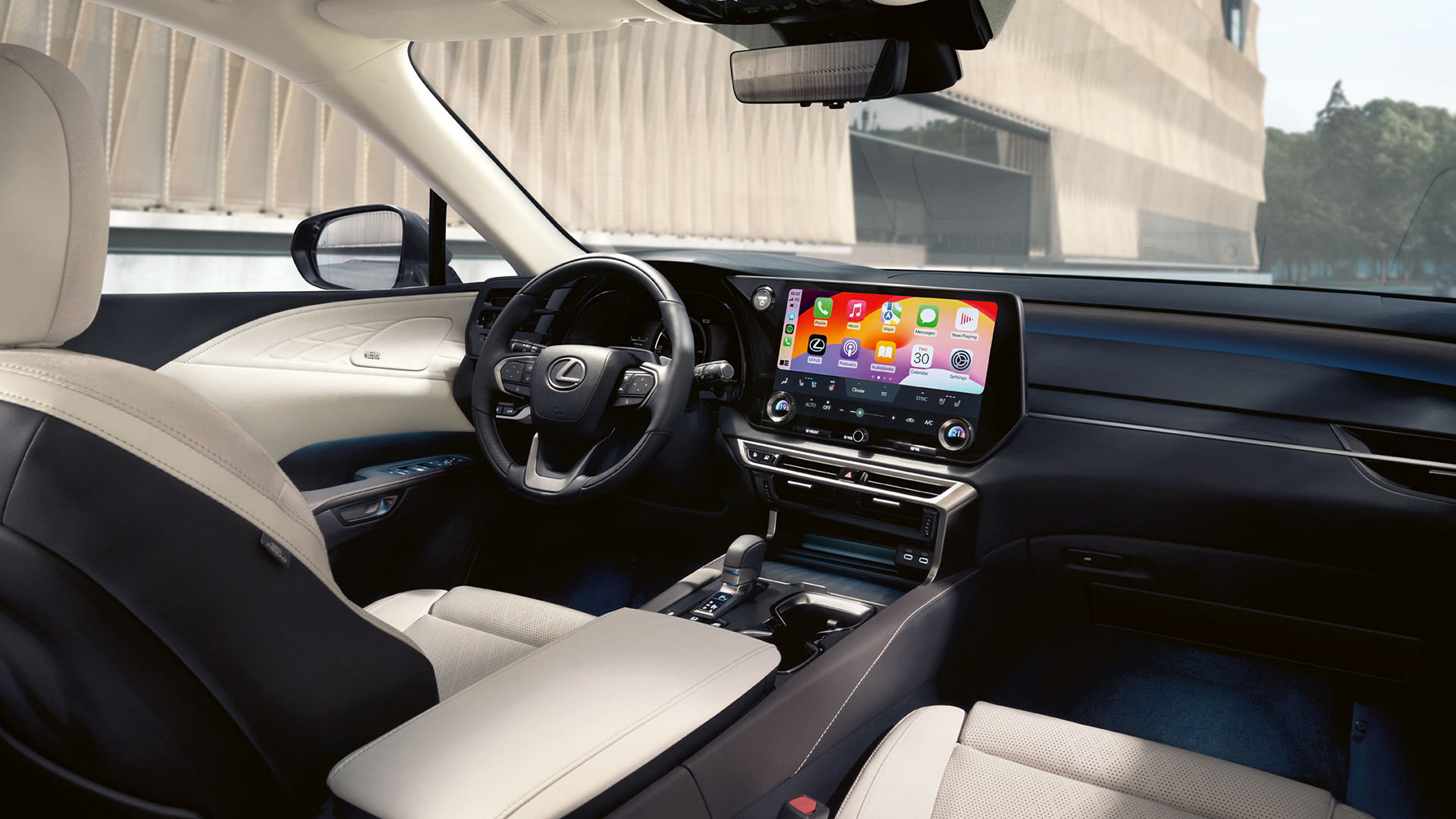 Front interior of a Lexus RX's cabin