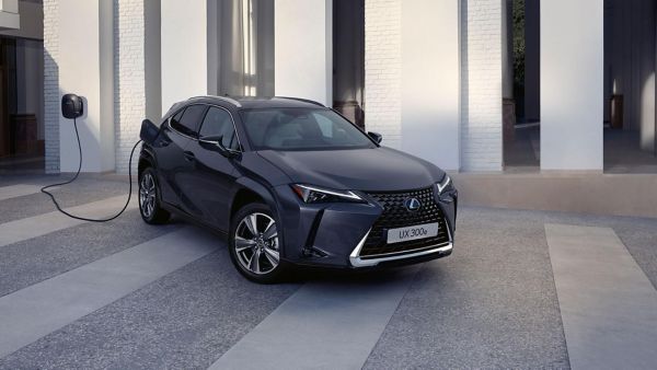 A dark grey Lexus UX 300e