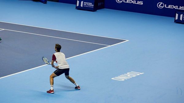 A tennis player in action at an ATP event