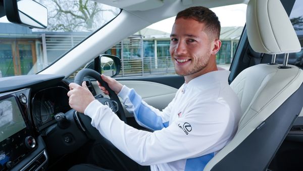 Alfie Hewett sat in the drivers seat of a Lexus