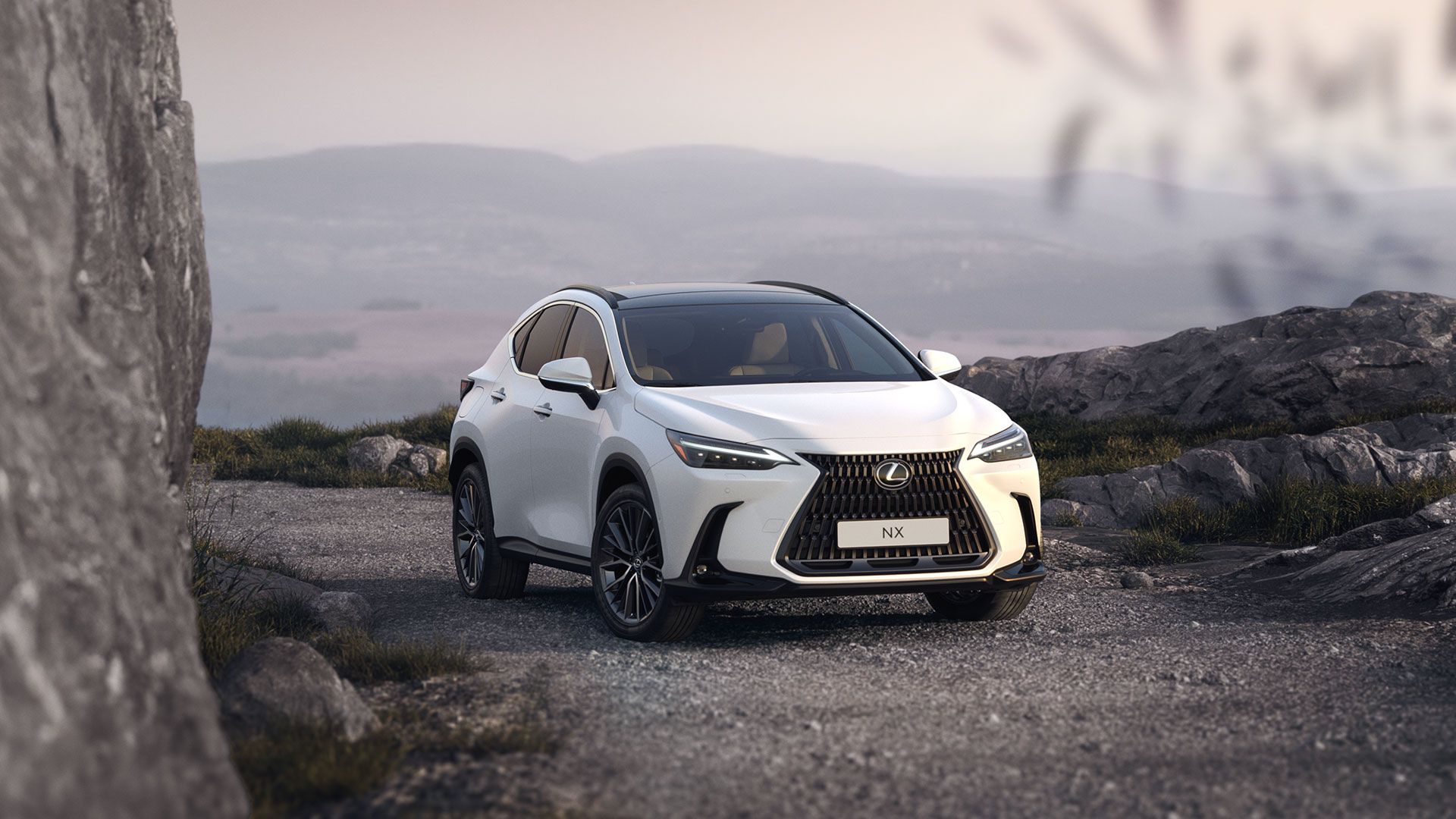 A Lexus NX exiting a driveway