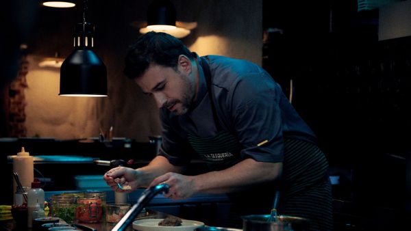 A chef working with food