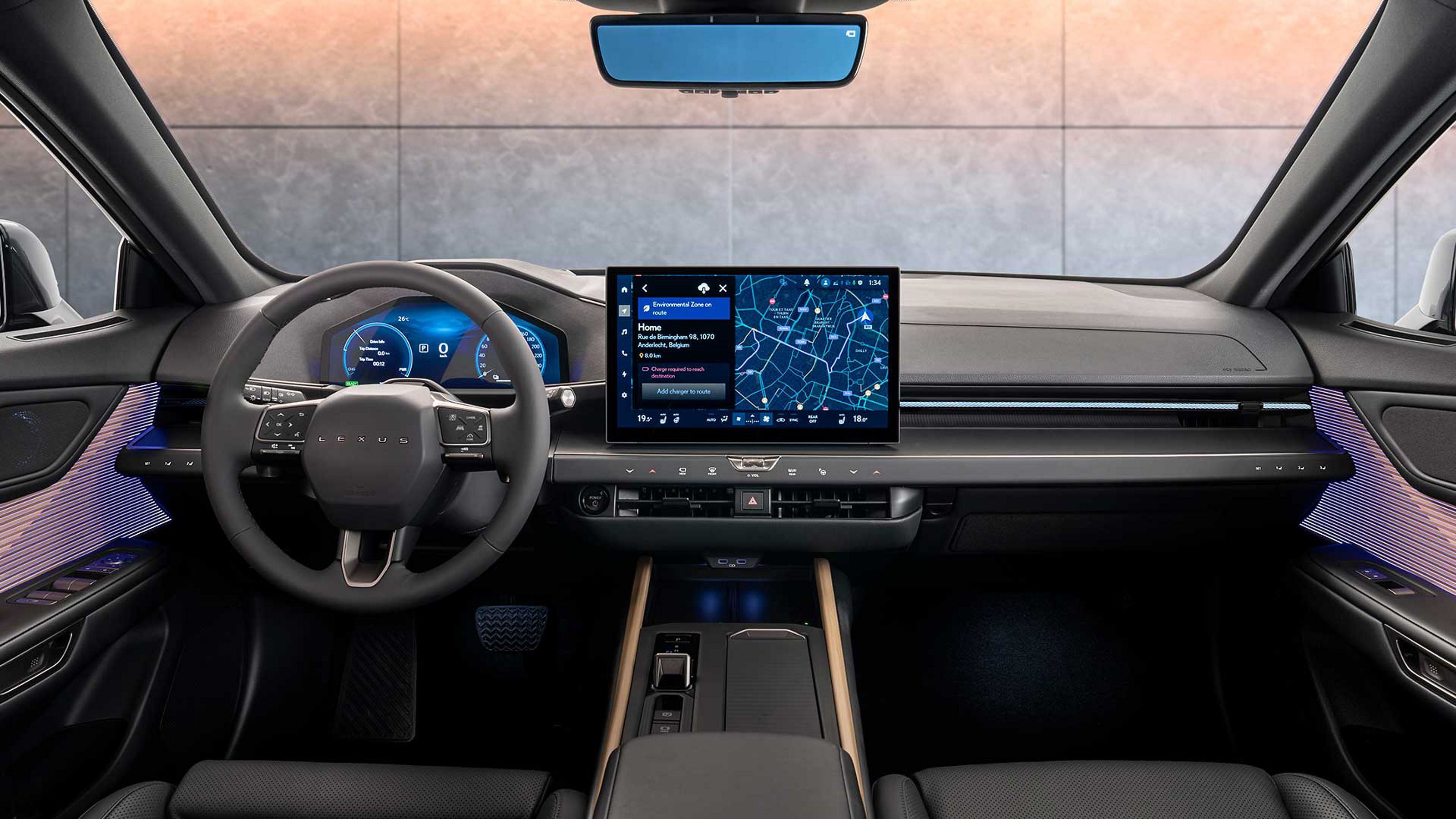 Voorinterieur van de cabine van de volledig nieuwe Lexus ES