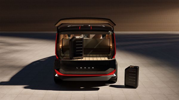 An LS Concept car with it's boot open