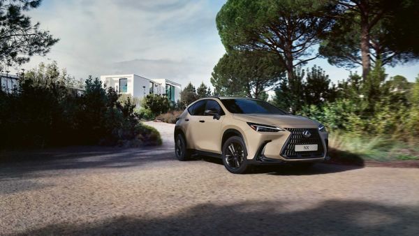 A Lexus NX exiting a driveway