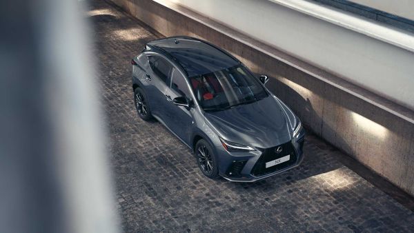 Ansicht von oben auf einen geparkten Lexus NX.