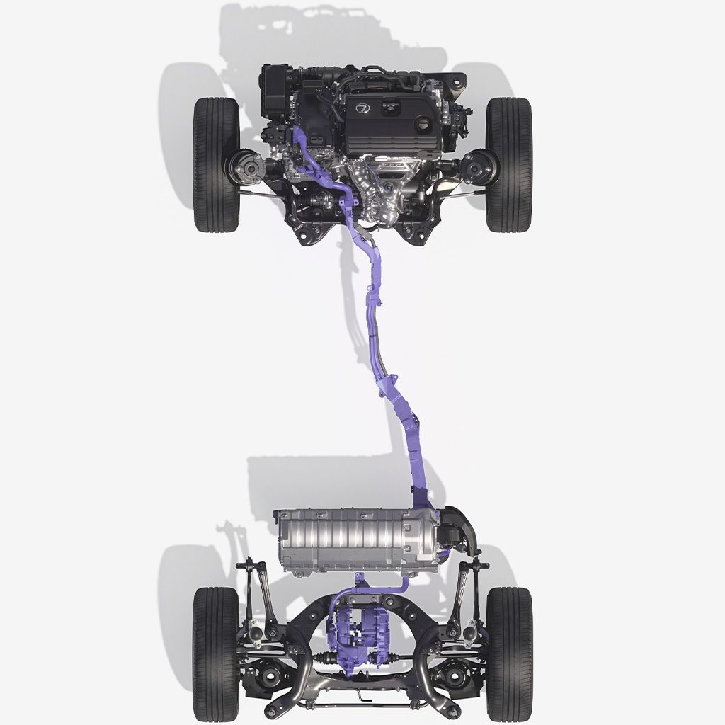 Lexus NX E-FOUR electric AWD system graphic 
