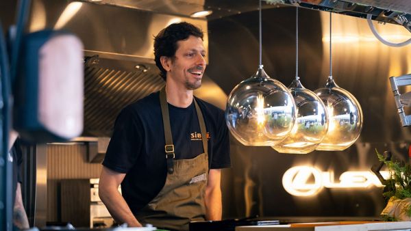 A chef working at a restaurant