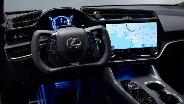 Lexus RZ 550e F Sport All-Electric SUV drivers cockpit