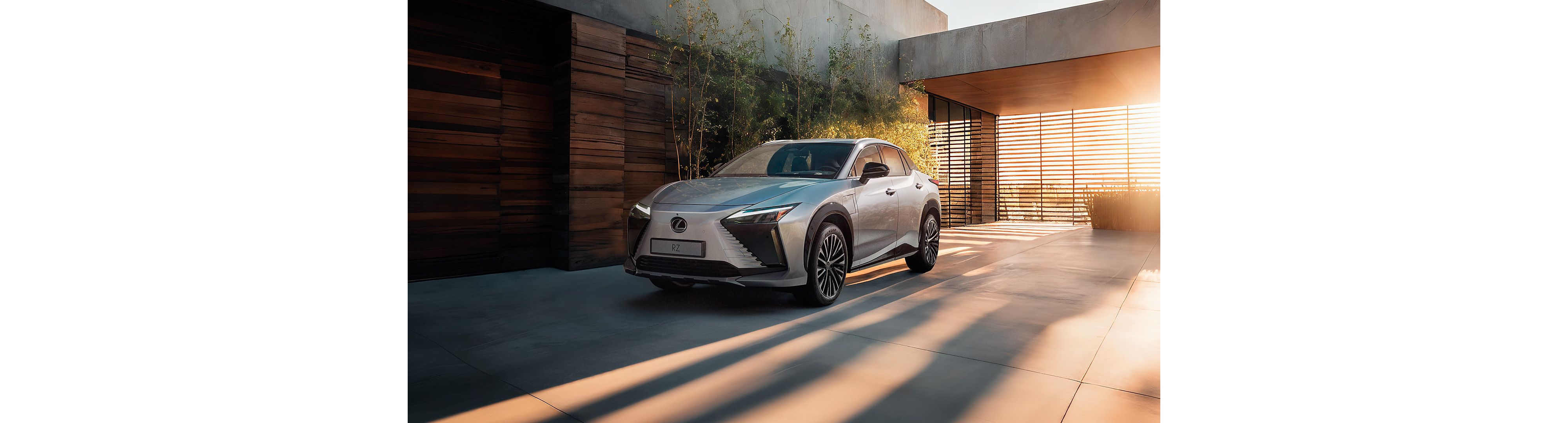 Rear three-quarter view of a parked Lexus UX 300h