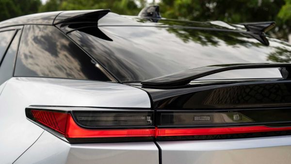 Rear close-up of a parked all-new Lexus RZ
