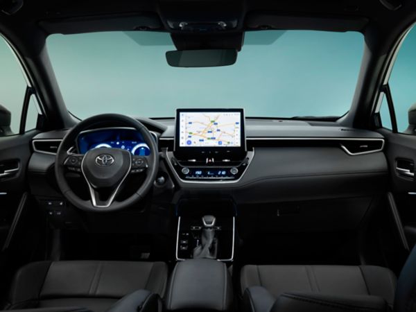 Vista do condutor do Corolla Cross em destaque